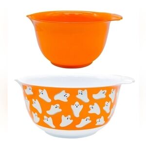 New Set of 2 Halloween Ghost Melamine Mixing Bowls